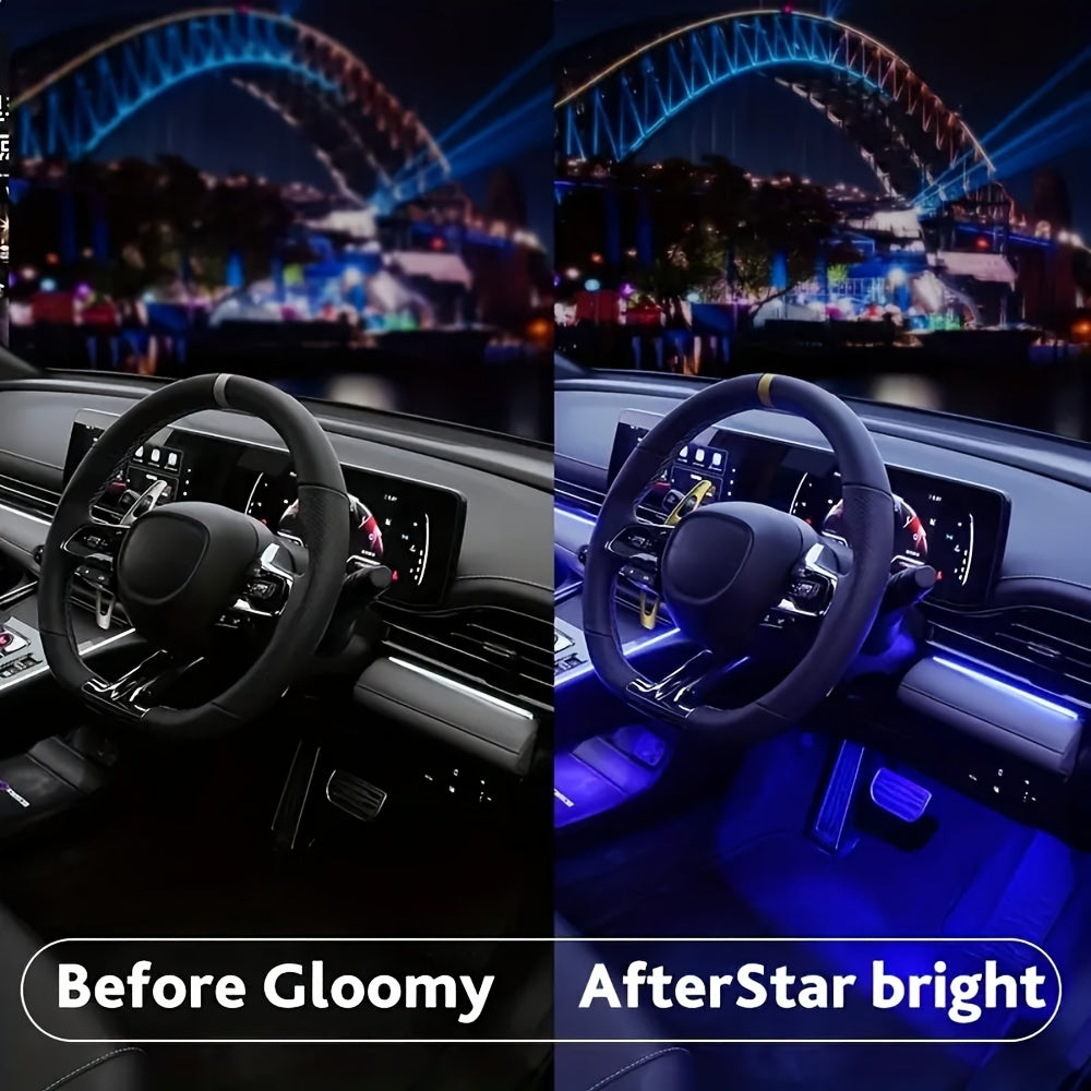 4pcs 48 LEDs Neon LED Interior Lights - Music Sync, Wireless Remote Control RGB