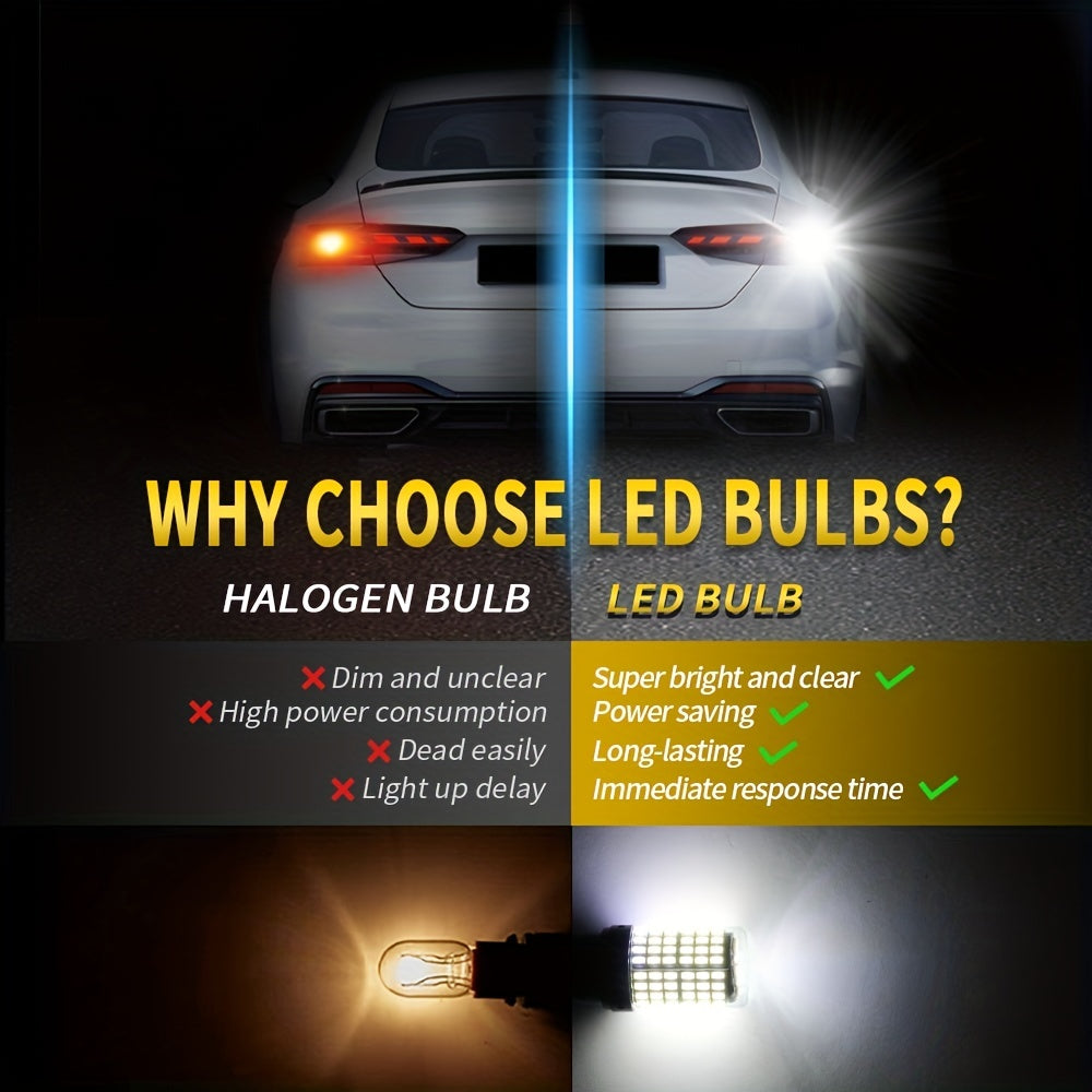 2PCS 1156 P21W BA15S PY21W BAU15S LED 1157 BAY15D Led Car Turn Signal Light Auto Brake Tail Reserve Lamps 3014 Chips 144SMD Canbus LED Bulbs White Red