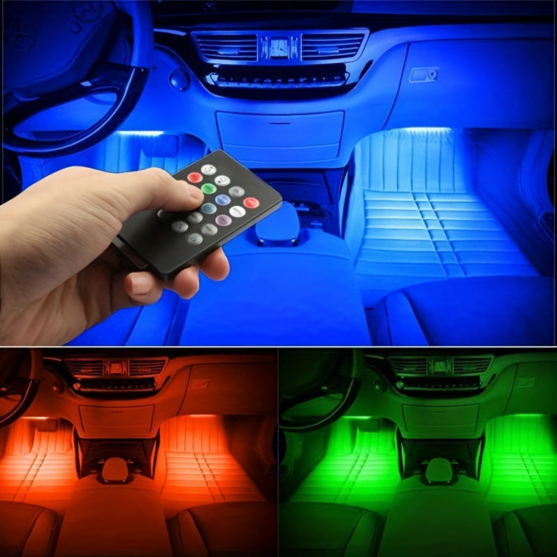 4pcs 48 LEDs Neon LED Interior Lights - Music Sync, Wireless Remote Control RGB