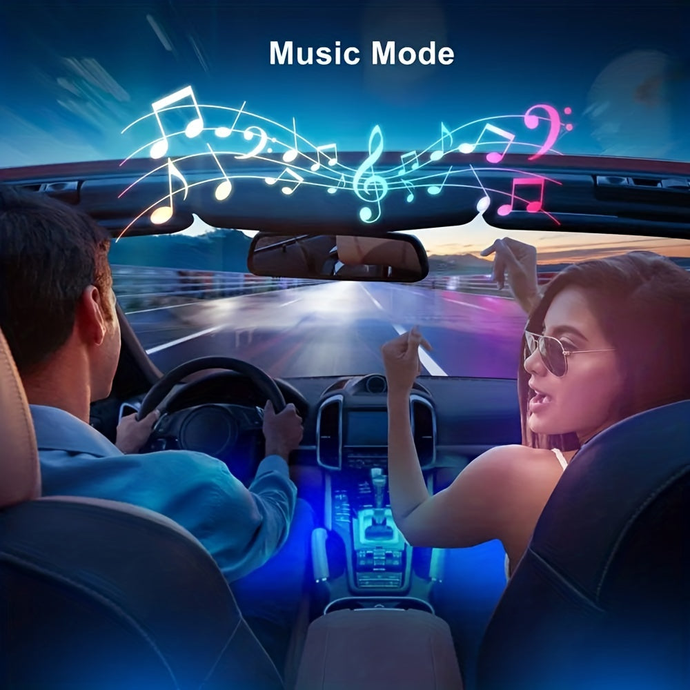 4pcs 48 LEDs Neon LED Interior Lights - Music Sync, Wireless Remote Control RGB