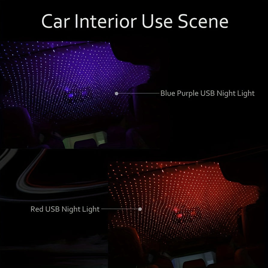 1pc Star Projector Night Light, USB Car Roof Atmosphere Lights Portable USB Night Light Decorations For Car, Ceiling, Bedroom