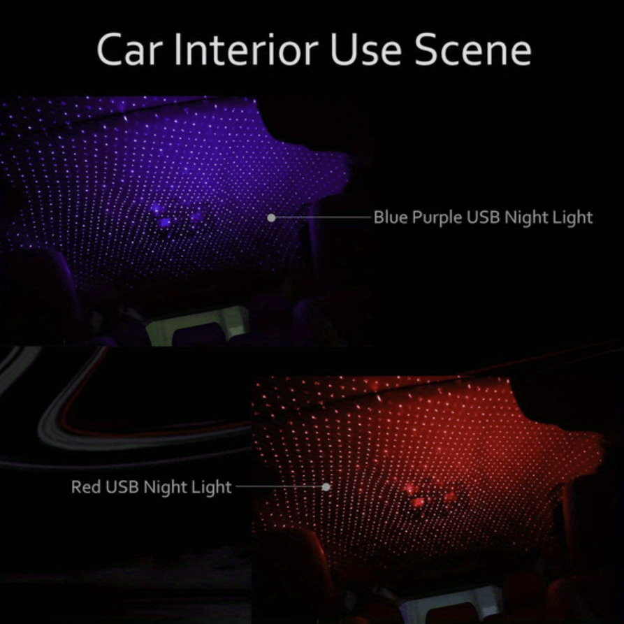 1pc Star Projector Night Light, USB Car Roof Atmosphere Lights Portable USB Night Light Decorations For Car, Ceiling, Bedroom
