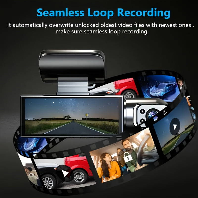 Dual Camera Front 1080P And Inside 480P, IR Night Vision, Loop Recording, Wide Angle