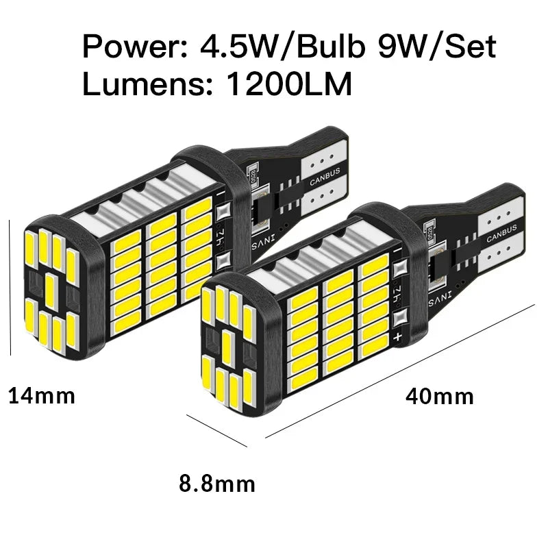 10PCS T15 LED Bulbs High Power 4014SMD Super Bright 1200LM