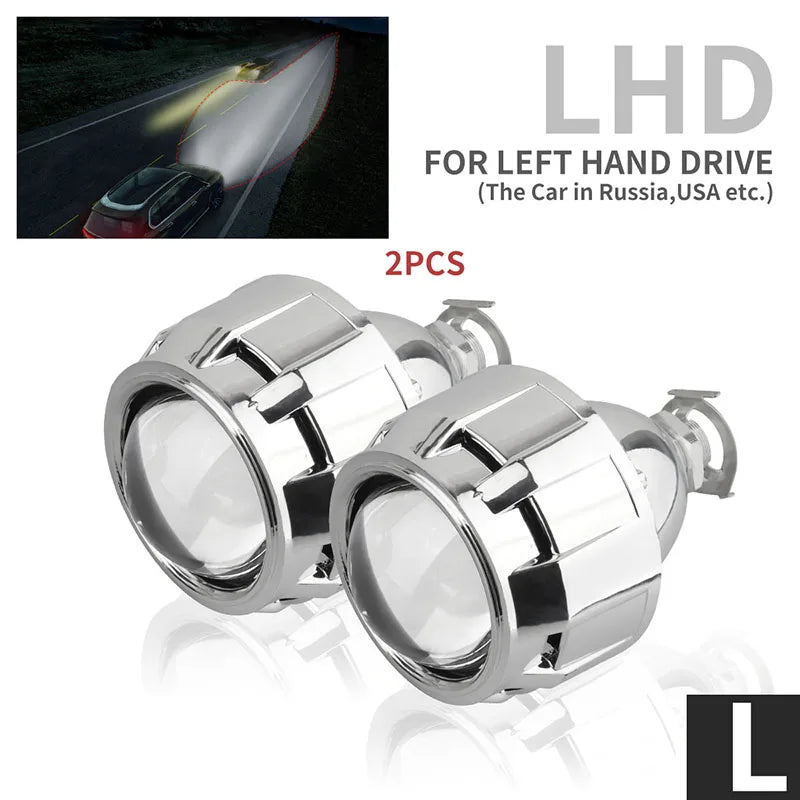 2Pcs Mini Bi Xenon HID Projector 2.5 inch