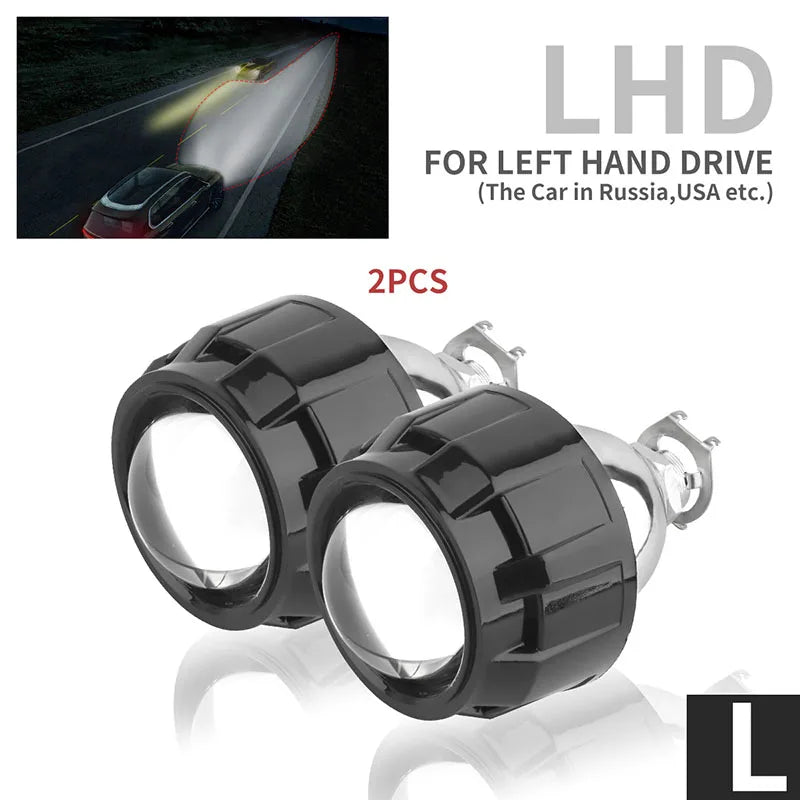 2Pcs Mini Bi Xenon HID Projector 2.5 inch