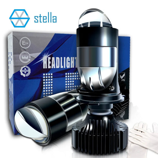 Mini Lens LED H4 Bulbs Headlight 6000k White Color
