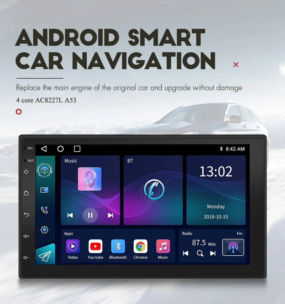 Car Radio Carplay Android Auto 2 Din 7"/9" GPS Navigator MP5 Player Glass Screen  Wi-Fi FM BT