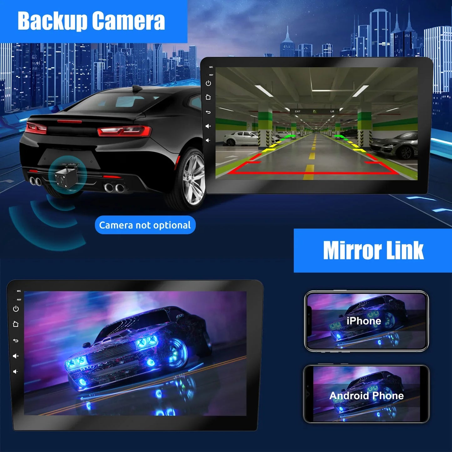 Car Radio Carplay Android Auto 2 Din 7"/9" GPS Navigator MP5 Player Glass Screen  Wi-Fi FM BT