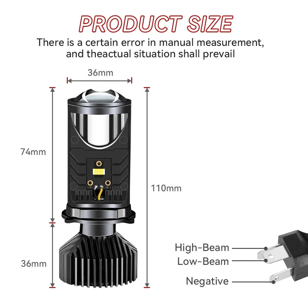 LED Lens Projector H4 Mini Bulb 20000LM
