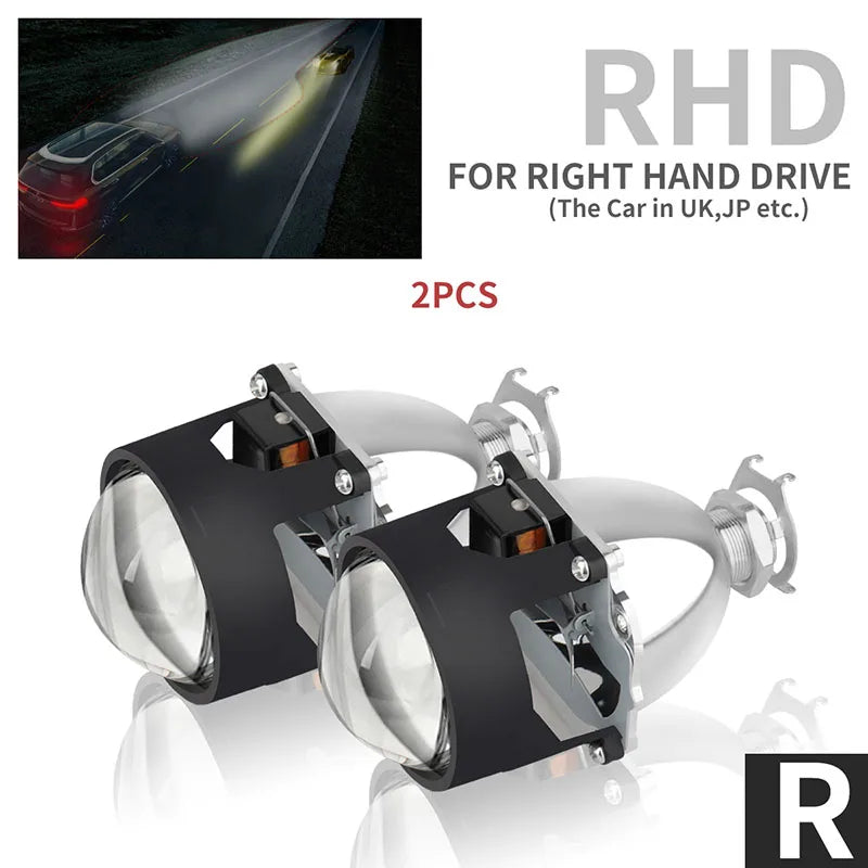 2Pcs Mini Bi Xenon HID Projector 2.5 inch