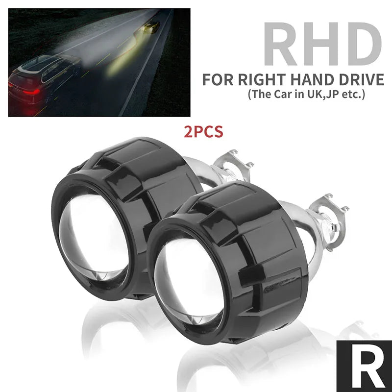 2Pcs Mini Bi Xenon HID Projector 2.5 inch