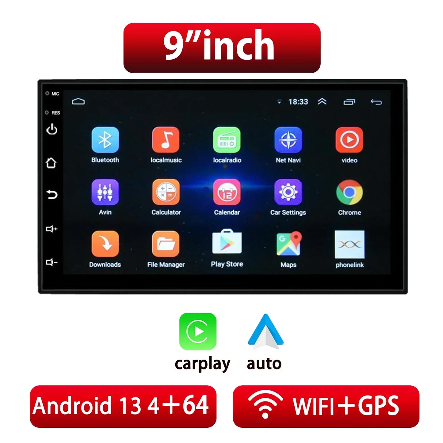 Car Radio Carplay Android Auto 2 Din 7"/9" GPS Navigator MP5 Player Glass Screen  Wi-Fi FM BT