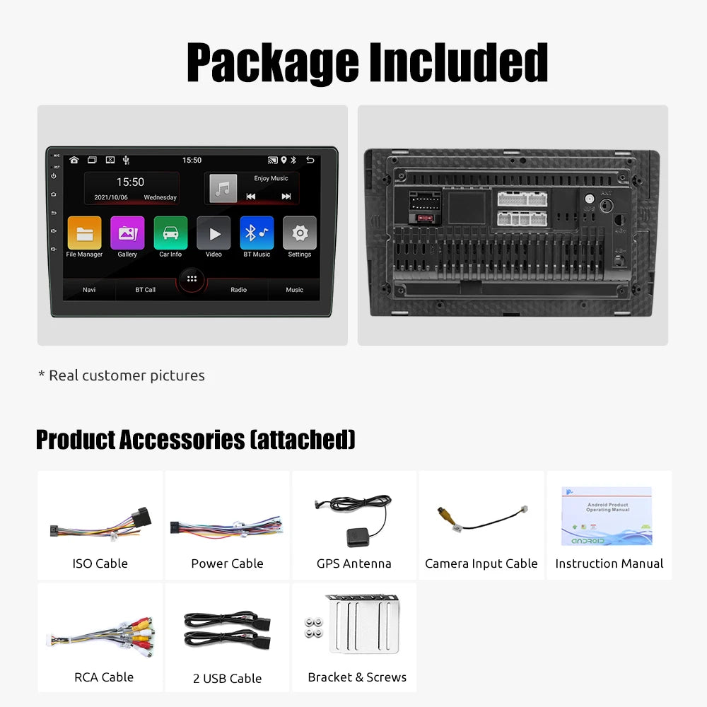 Car Radio Carplay Android Auto 2 Din 7"/9" GPS Navigator MP5 Player Glass Screen  Wi-Fi FM BT