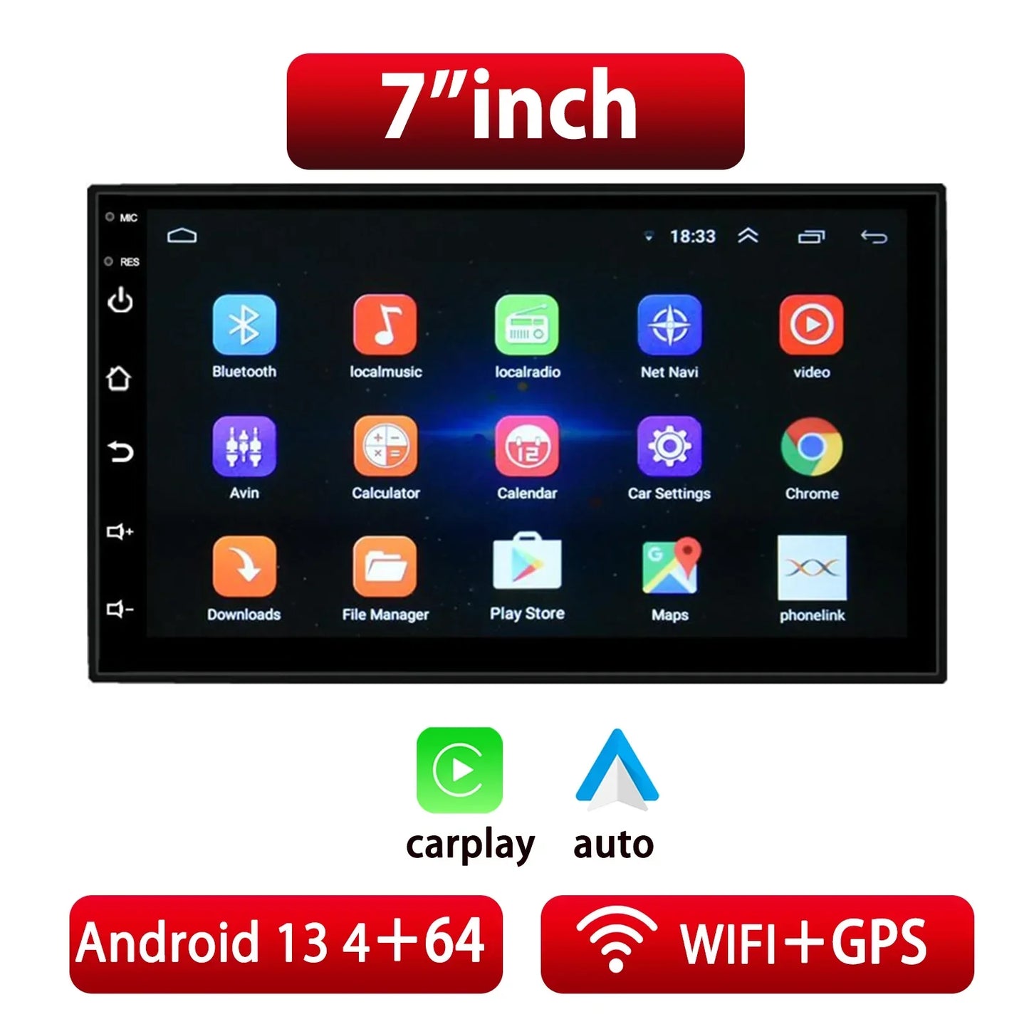 Car Radio Carplay Android Auto 2 Din 7"/9" GPS Navigator MP5 Player Glass Screen  Wi-Fi FM BT