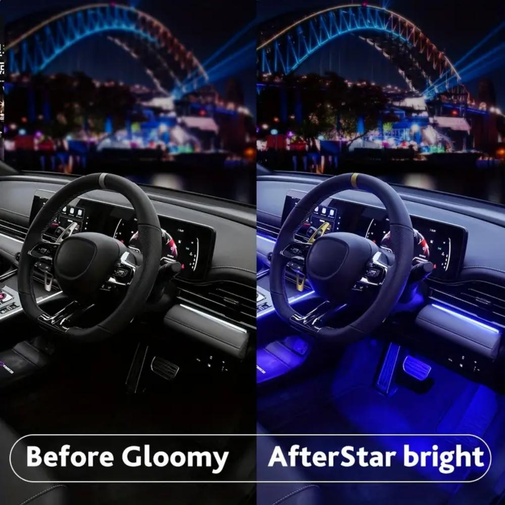 4pcs 48 LEDs Neon LED Interior Lights - Music Sync, Wireless Remote Control RGB