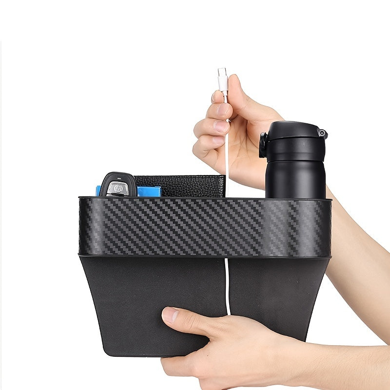 Car Seat Organizer with Cup Holder | Console Side Pockets Storage Box for Enhanced Organization