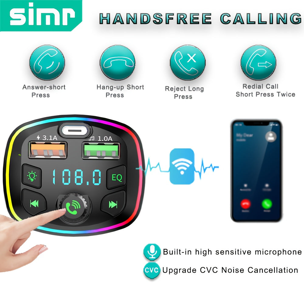 Car MP3 Player with USB PD Charging, Wireless FM Transmitter, Dual USB Ports, True 3.1A Power Delivery