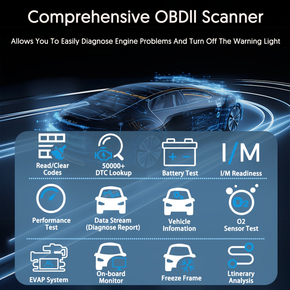 Wireless OBD2 Scanner| OS & Android BLE OBDII Car Diagnostic Scan Tool Engine Fault Code Reader