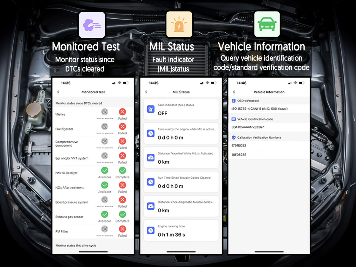 Wireless OBD2 Scanner| OS & Android BLE OBDII Car Diagnostic Scan Tool Engine Fault Code Reader