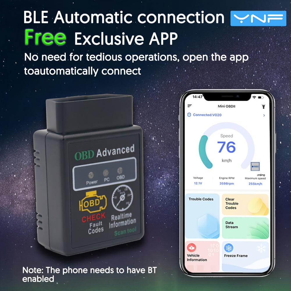 Wireless OBD2 Scanner| OS & Android BLE OBDII Car Diagnostic Scan Tool Engine Fault Code Reader