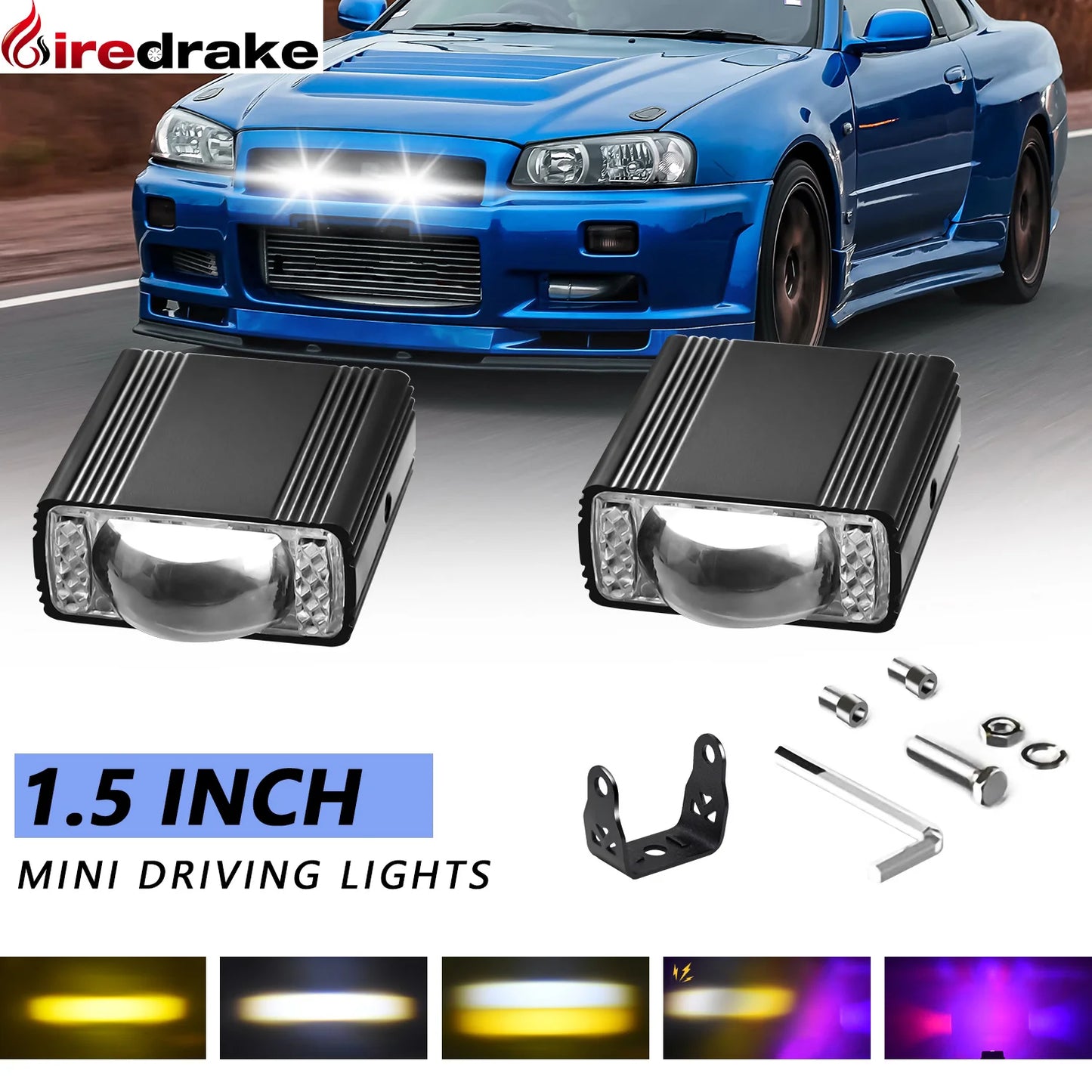 LED Car Projector Lens Light 120W 12000LM Super Bright 6000K/4500K/3000K 12V