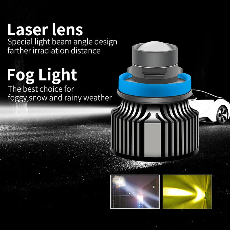 Leaser Lens Led Fog Light Bulb CSP 8000K 6000K 3000K 12V 24V