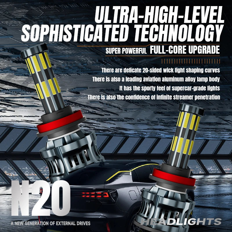 Car Light 20 Side 3D 360 300W 1200000LM Led Headlight Bulb 12V 24V