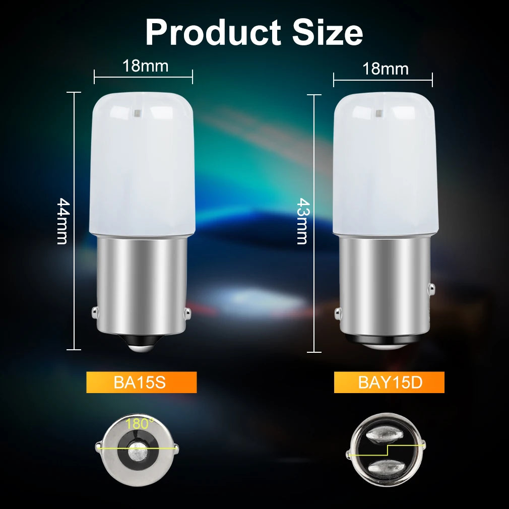2pcs Bulb 3030 Car Turn Signal Lights Reverse 12V White Red Yellow