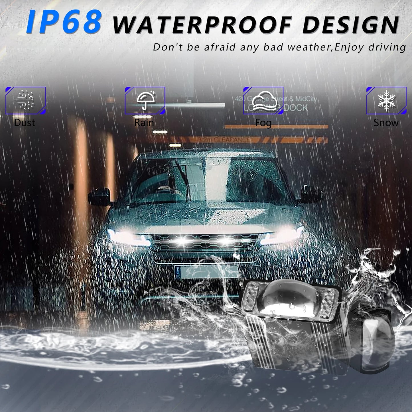 LED Car Projector Lens Light 120W 12000LM Super Bright 6000K/4500K/3000K 12V