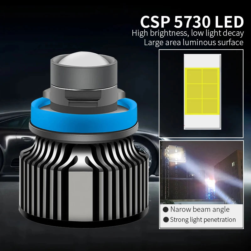 Leaser Lens Led Fog Light Bulb CSP 8000K 6000K 3000K 12V 24V