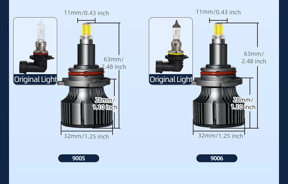 Copper Pillar 6 Sides 360 LED Headlight Bulbs