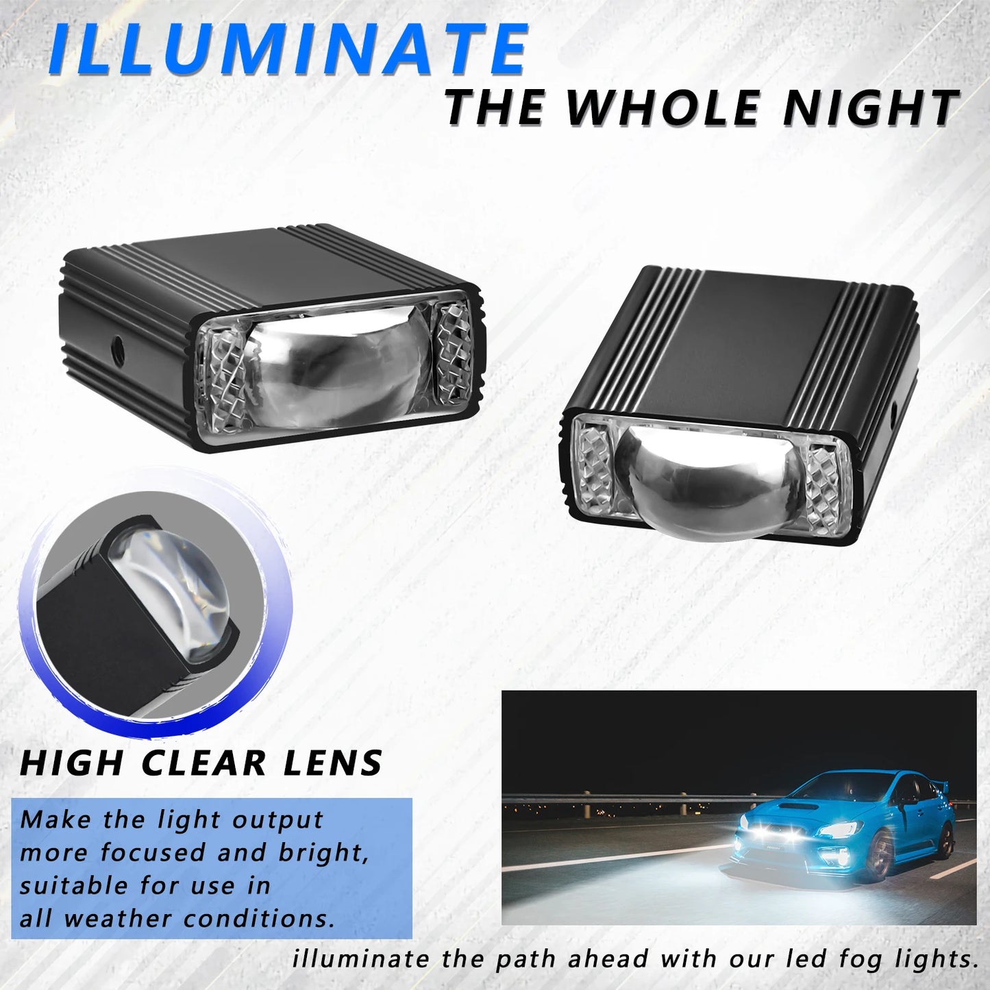 LED Car Projector Lens Light 120W 12000LM Super Bright 6000K/4500K/3000K 12V