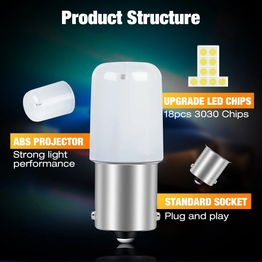 2pcs Bulb 3030 Car Turn Signal Lights Reverse 12V White Red Yellow