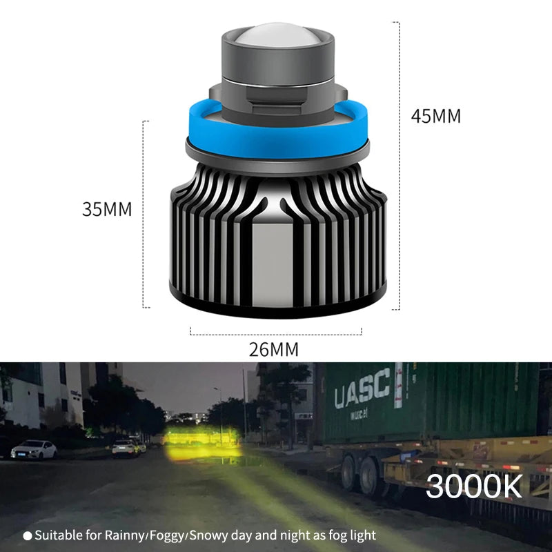 Leaser Lens Led Fog Light Bulb CSP 8000K 6000K 3000K 12V 24V