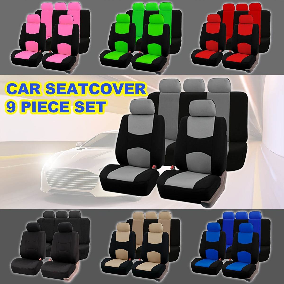 Polyester Universal Fit Car Seat Cover Full Set for 5 Seats Cars