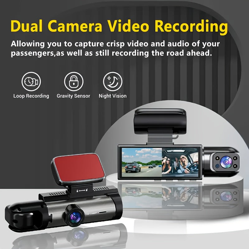 Dual Camera Front 1080P And Inside 480P, IR Night Vision, Loop Recording, Wide Angle